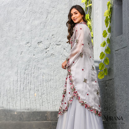 Ayesha - Embellished Lavender Cape and Skirt Set