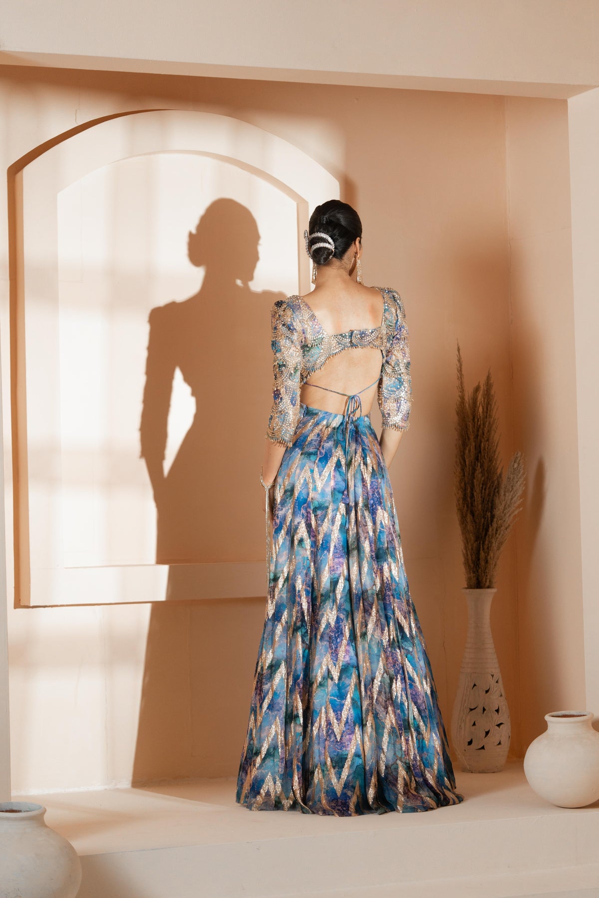 Morni: Signature Layered Skirt With Blouse & Ruffle Dupatta
