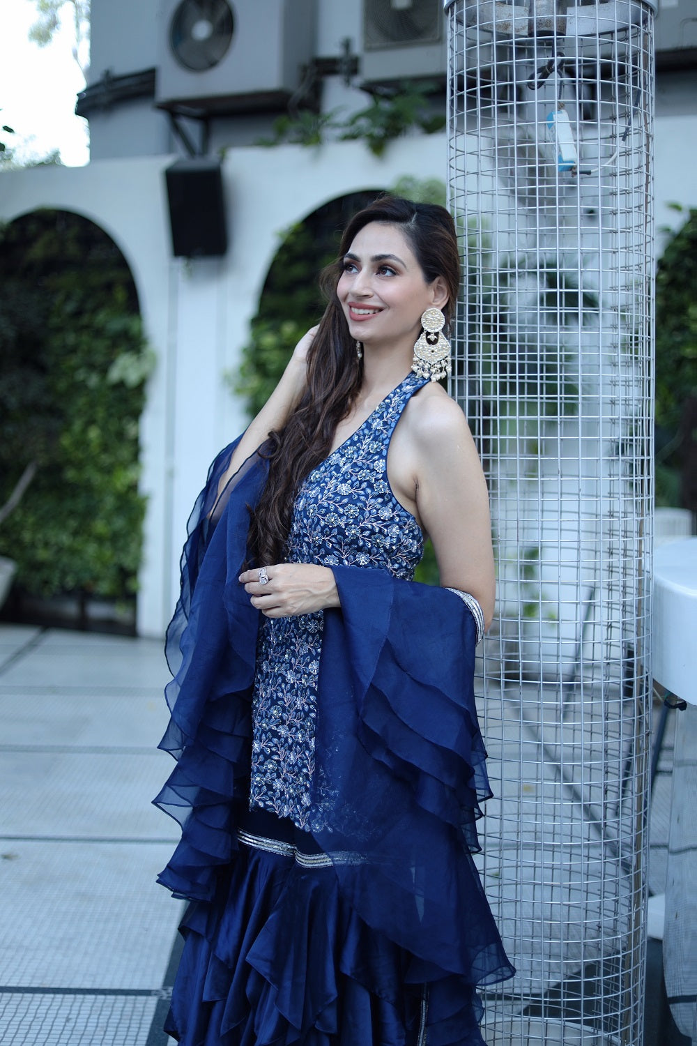 Tahira - Halter Style Kurta With Layered Sharara Pants